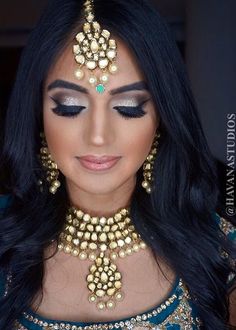 Makeup For Brown Eyes Asian, Brown Eyes Asian, Make Up Indian, Wedding Makeup Asian, Black And Silver Eye Makeup, Indian Sangeet, Ethnic Makeup, Brides Hairstyles, India Makeup