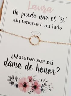 a card with a bracelet on it that says, laria no puede da est si sin tenerete mi lado