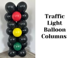 there is a traffic light balloon column in the corner