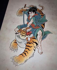 Japanese Tiger Tattoo, Traditional Tattoo Designs, Japanese Tiger, Samurai Tattoo Design, Nautical Tattoo, Irezumi Tattoos, Traditional Japanese Tattoos, Old School Tattoo Designs