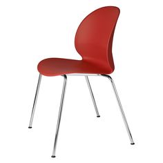 a red chair with metal legs on a white background