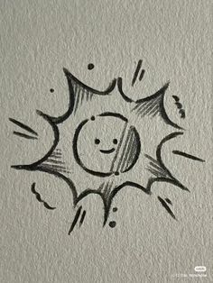 a drawing of a person with an umbrella in the middle of his head and sun above it