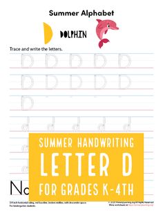 the letter d worksheet for summer alphabets and numbers, with an image of a