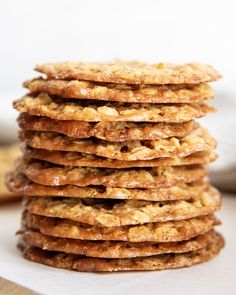 a stack of oatmeal cookies sitting on top of each other