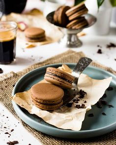 a plate with some cookies on top of it