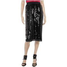 FINAL SALE Chiffon black skirt with sequinsGrosgrain waistbandTered chiffon hem. Zip fastening at back. 100% polyester; lining: 100% silkWaist: 29"Hip: 37.5"length from waist: 29"Designer style code: F4D91ZFLMII Made in France Elegant Sequin Pencil Skirt For Party, Chic Sequined Pencil Skirt For Night Out, Fitted Sequin Pencil Skirt For Night Out, Elegant Sequined Pencil Skirt For Night Out, Chic Knee-length Sequined Bottoms, Chic Sequined Evening Pencil Skirt, Chic Evening Sequined Pencil Skirt, Chic Sequined Pencil Skirt For Evening, Elegant Fitted Skirt With Contrast Sequin