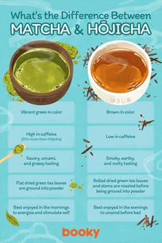 what's the differences between matcha and hojcha? infographical