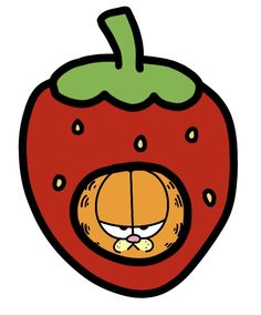 a drawing of a cartoon strawberry with eyes and nose