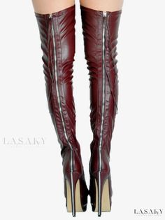 Lasaky - Womens Black Leather Thigh High Boots with High Heels, Back Zipper Closure - The Ultimate Statement Piece for Parties and Events Black Leather Thigh High Boots, Thigh Boots Outfit, Fabric Sandals, Leather Thigh High Boots, Thigh High Boots Heels, Black High Heels, Fall Shoes, Heel Boots, Black Leather Boots