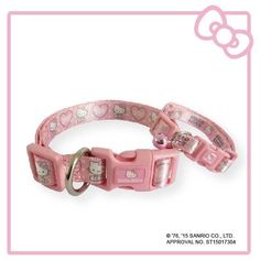 two pink hello kitty collars with hearts on them