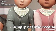 an animated image of two children wearing neckties and bibs, with the caption simply necktie recolor