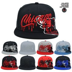 Thank you for shopping at JLGUSA This Premium baseball cap is a must-have for Bull fans who love to show off their style. The hat features an embroidered Angry BullHead design and the words "Chicago" in Drip Style for a bold and trendy look. The flat brim bill and adjustable strap ensure a perfect fit, while the breathable canvas fabric makes it suitable for all seasons. Whether you're heading out for a casual occasion or just want to add some flair to your outfit, this one-size-fits-all hat is 59fifty Hats Custom New Era Cap, Hip Hop Fitted Baseball Cap With Embroidered Logo, Hip Hop Snapback Fitted Hat With Letter Print, Hip Hop Style Snapback Fitted Hat With Letter Print, Hip Hop Style Baseball Cap With Embroidered Logo, Hip Hop Flat Bill Baseball Cap With Embroidered Logo, Adjustable Snapback Hat With Letter Embroidery For Streetwear, Snapback Baseball Cap With Letter Embroidery For Streetwear, Streetwear Baseball Cap With Embroidered Logo