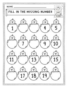 the missing number worksheet for children to practice numbers 1 - 10 and counting