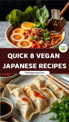 quick and vegan japanese recipes with text overlay that says quick & vegan