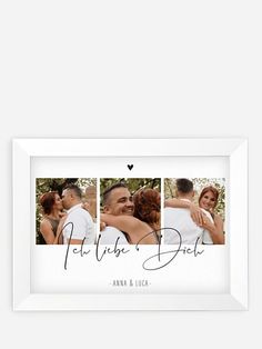 three photos in a white frame with the words put life's love on it