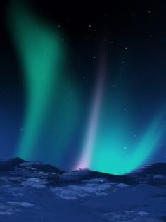 the aurora bore is shining brightly in the night sky