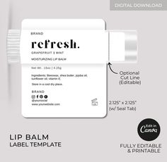 Editable Lip Balm Label Template Canva Printable Lipbalm - Etsy Philippines Lipstick Label Design, Lip Balm Tube Labels, Lip Balm Labels Template, Lip Balm Label, Lip Balm Favors, Lip Balm Labels, Essential Oil Labels, Label Printable, Cosmetics Packaging