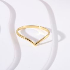 14K Solid Gold V Ring, Dainty Stackable Curved Band, Handmade Wedding Jewelry Gifts for Women, Wishbone Ring, Contoured Wave Ring - Etsy Minimalist Gold Heart Ring For Weddings, Gold Stackable Heart Ring For Wedding, Chevron Wedding Band, Contour Ring, Handmade Wedding Jewellery, V Ring, Chevron Wedding, Wishbone Ring, Special Gifts For Her