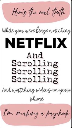 a poster with the words netflix and scribbling scrolling in black, pink, and white