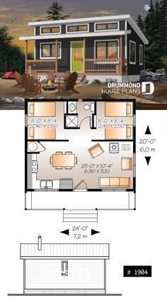 the floor plan for a small house with two bedroom and living areas on each level