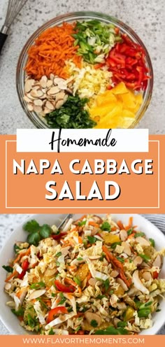 homemade napa cabbage salad in a bowl with the title above it