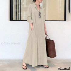 Olivia Mark - Elegant Relaxed Wear Long-Term Comfortable Dress Professor Look, Business Casual Aesthetic, Casual Cotton Tops, African Maternity Dresses, Tailor Design, Linen Style Fashion, Loose Clothes, Cotton Shirts Women, Best Casual Outfits