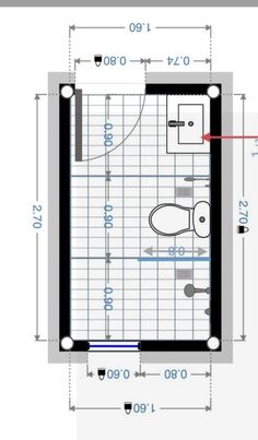 the floor plan for a bathroom is shown