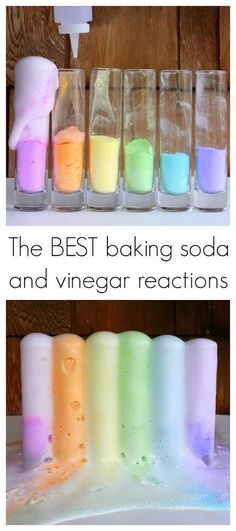 the best baking soda and vinegar reactions are in different colors, shapes and sizes