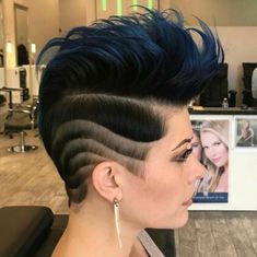 Undercut Designs For Women, Blue Mohawk, Best Undercut Hairstyles, Mohawk Hair, Mohawk Hairstyles For Women, Hair Trends 2015, Undercut Hairstyles Women, Chubby Face, Undercut Long Hair