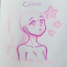 a drawing of a girl with stars in her hair and the word galaev written on it