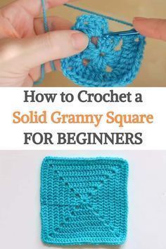 how to crochet a solid granny square for beginners book cover with text overlay