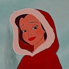 a painting of a woman wearing a red and white hoodie with her eyes closed