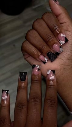 Weak Nails, Black Acrylic Nails, Short Square Acrylic Nails, Acrylic Nails Coffin Pink