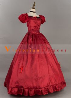 Christmas Simple Victorian Dress Women Old West Costume   Condition: Brand New  Color: Wine Red/Green/Rose Red/Purple/Blue  Material: This Victorian Christmas Dress is made of amp;nbsp; High Quality Satins,Smooth, soft and comfortable to wear  Sleeve Length: Short Sleeve  Dresses Length:Floor-Length  Neckline: amp;nbsp; Square Collar amp;nbsp;  Decoration: Ruffles + Lace  Style: This dress is perfect for Christmas Party,civil war,victorian,medieval,regency,renaissance, wedding, cosplay, themed p Victorian Christmas Dress, Ball Gowns Victorian, Victorian Dress Gown, Theatre Dress, Gothic Victorian Dresses, Victorian Ball, Christmas Victorian, Victorian Wedding Dress, Victorian Fashion Dresses