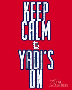 the words keep calm and yadd's on are in white letters against a red background