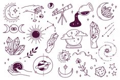 hand drawn doodles with different symbols