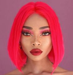 Nyane Lebajoa, Makeup Korea, Short Grunge Hair, Festival Ideas, Bright Makeup, Pastel Pink Hair, Neon Hair, Bright Red Hair, Make Up Videos