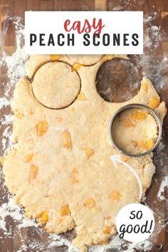 an easy peach scones recipe is ready to be made in the oven and baked