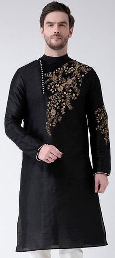 Black and Grey color Kurta in Art Silk fabric with Embroidered work Silk Kurta, Color Art, Super Sale, Grey Color, Silk Fabric, Colorful Art, Gray Color, Black And Grey, Silk