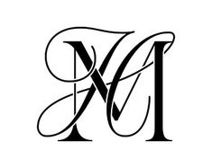 the letter m is made up of letters that are black and white with an elegant design