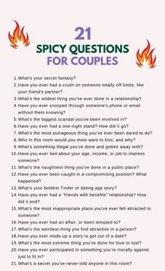 Things To Talk With Your Boyfriend, Hot Seat Questions For Friends Spicy, Love Language Questions, Guys Night Out Ideas, Spicy Questions For Couples, Question For Husband, 21 Questions For Couples, Bedroom Questions For Couples, Questions For Bf