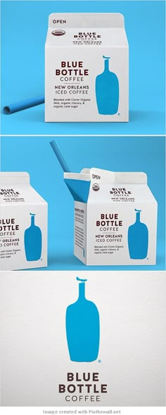 two boxes of blue bottle ice coffee with one carton open and the other closed