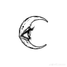 the letter c is drawn in black and white with an eye on it's side