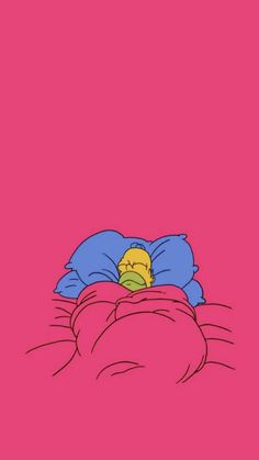 an image of a person sleeping in bed with the simpsons character on it's back