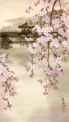 Traditional Japanese Painting, Become An Artist, Cherry Blossom Painting, Japan Painting, Artists Painting, Chinese Art Painting, Japanese Artwork, Cherry Blossom Art, Japon Illustration