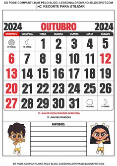 the spanish calendar for children with numbers and characters on it's front page, which is