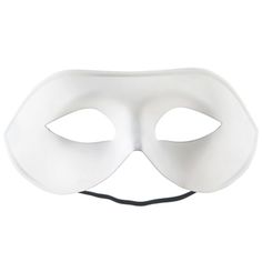 White Half Mask is ready to decorate with paint, feathers, beads, fabric and more. The mask is made of a sturdy plastic material with an elastic band to hold it in place. Perfect for a masquerade ball, a costume party, or Halloween, this mask is ready to customize!      Dimensions:     Length: 3 1/2"   Width: 10"      Package contains 1 mask. Paint Feathers, Beads Fabric, Half Mask, Halloween Face Mask, Magical Jewelry, Wedding Top, Print Coupons, Masquerade Ball, Fabric Bolts