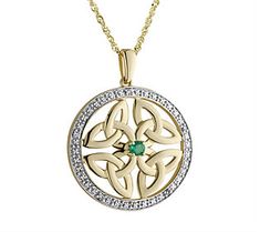 Add a chic pop of color to your look with this vibrant Celtic knot necklace. From Solvar. Celtic Knot Necklace, Celtic Knot Pendant, Knot Necklace, Pop Of Color, Celtic Knot, Gold Diamond, Knot, Color Pop, Emerald