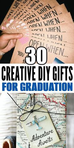 the top 50 creative diy gifts for graduation are on display in this collage