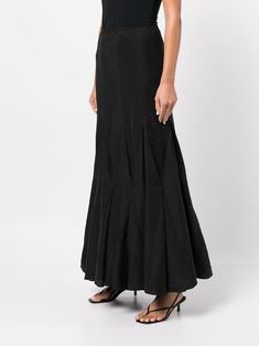 VOZ Godet high-waisted Skirt - Farfetch Godet Skirt, High Waisted Flares, Sewing Skirts, Animal Welfare, Black Linen, Black Skirt, Skirt Black, Long Length, Formal Wear